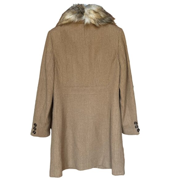Liz Claiborne Womens Coat Wool Blend Faux Fur Detach Collar Cable Pattern‎ Sz M - Picture 4 of 14